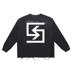 SUAVE-CO™ "LOGO" Wash Raw Edge Long-Sleeve T-Shirt