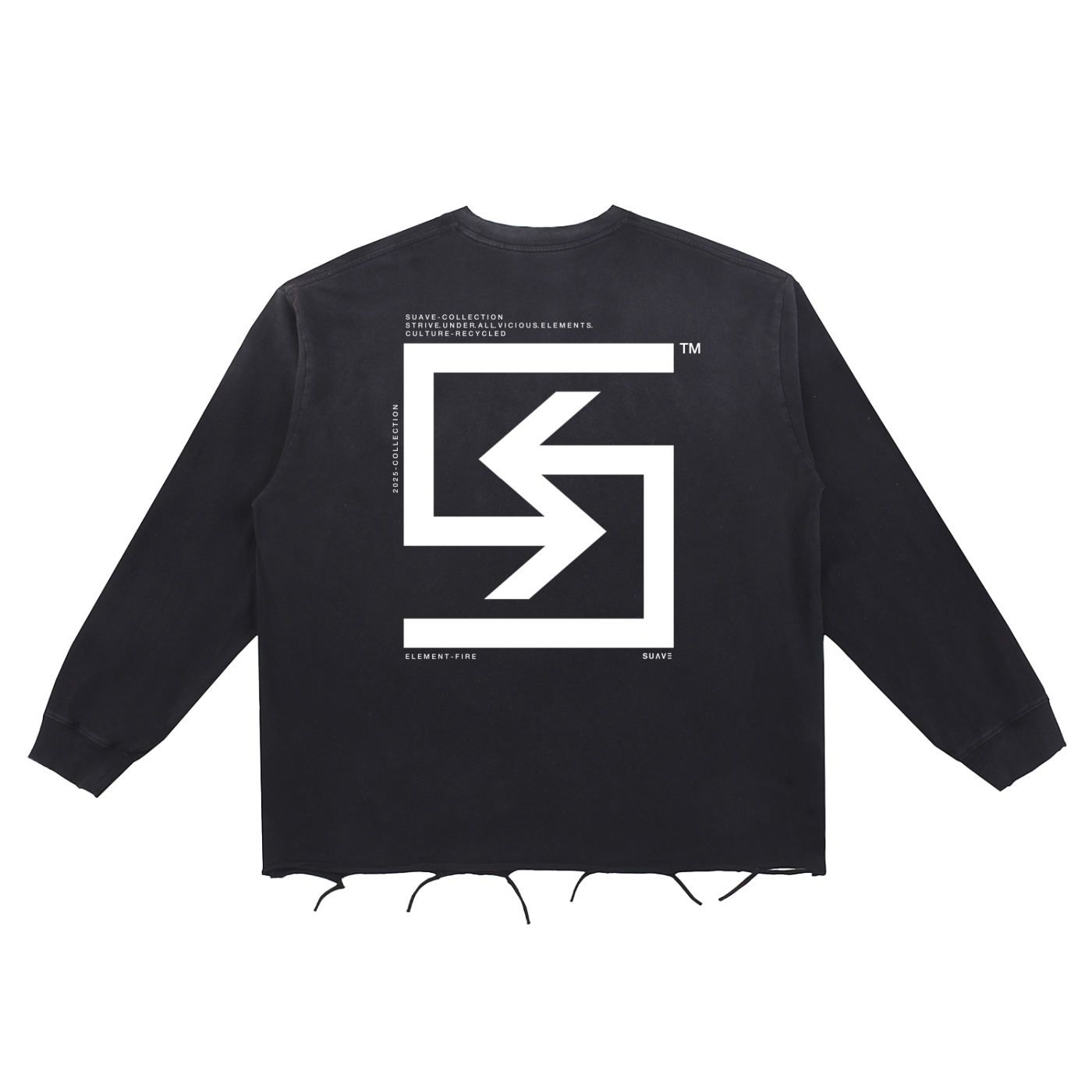 SUAVE-CO™ "LOGO" Wash Raw Edge Long-Sleeve T-Shirt