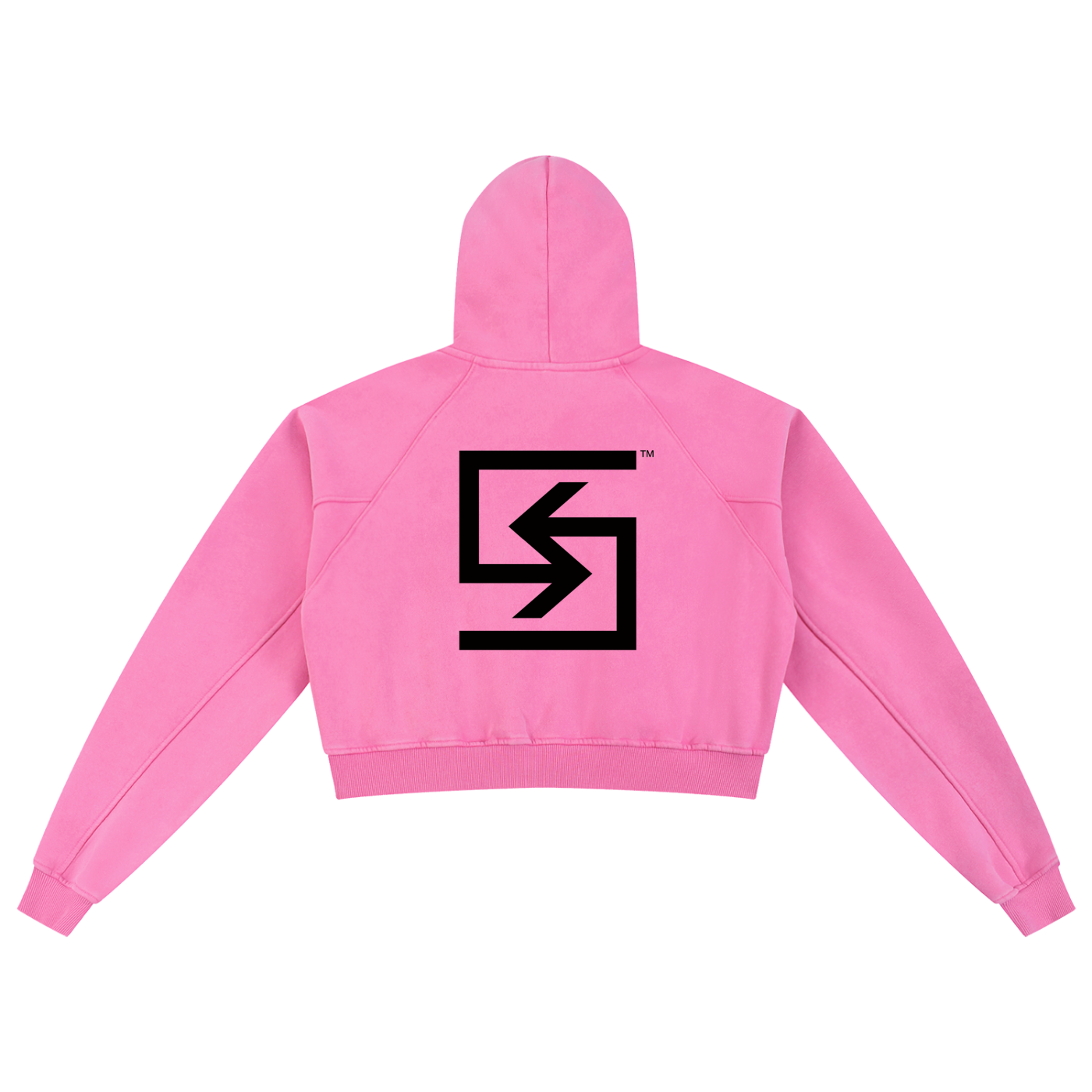 "LOGO" Snow Washed Cropped Hoodie (PINK)