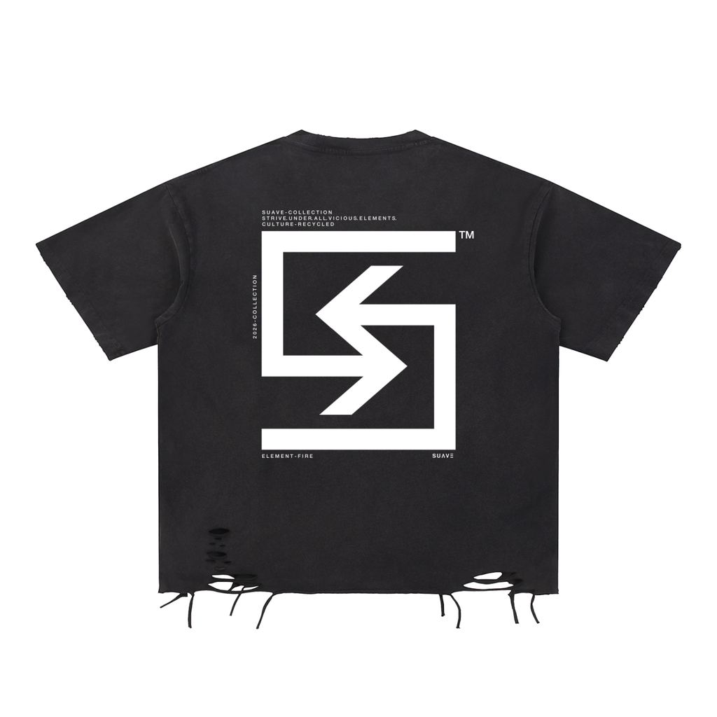 SUAVE-CO™ "LOGO" Raw Hem T-Shirt