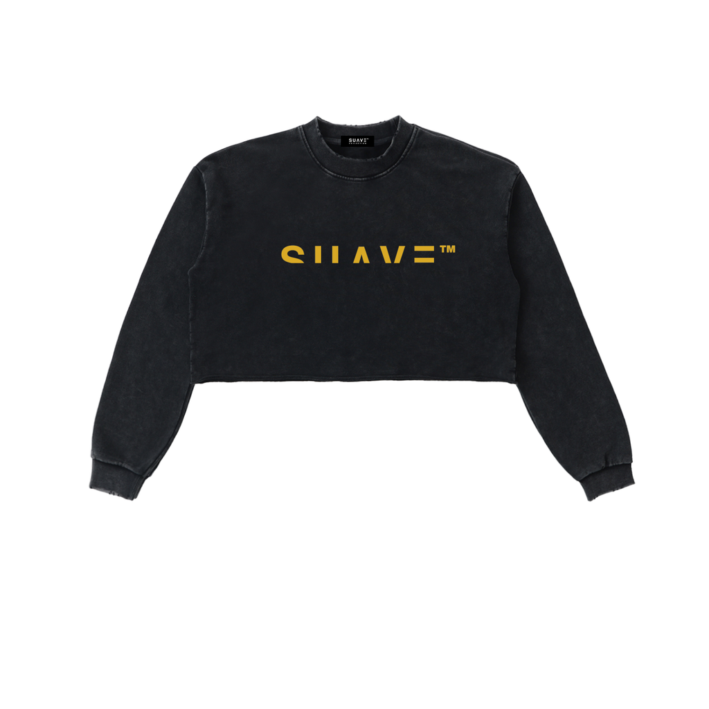 "LOGO" Washed Cropped Sweatshirt (YELLOW)