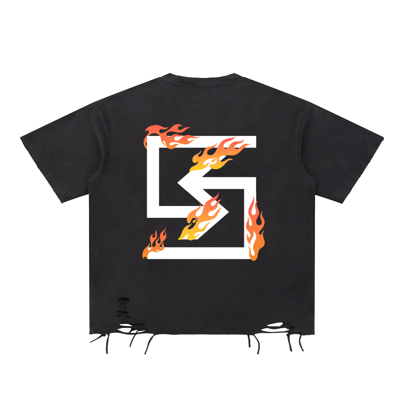 SUAVE-CO™ "FIRE" Raw Hem T-Shirt