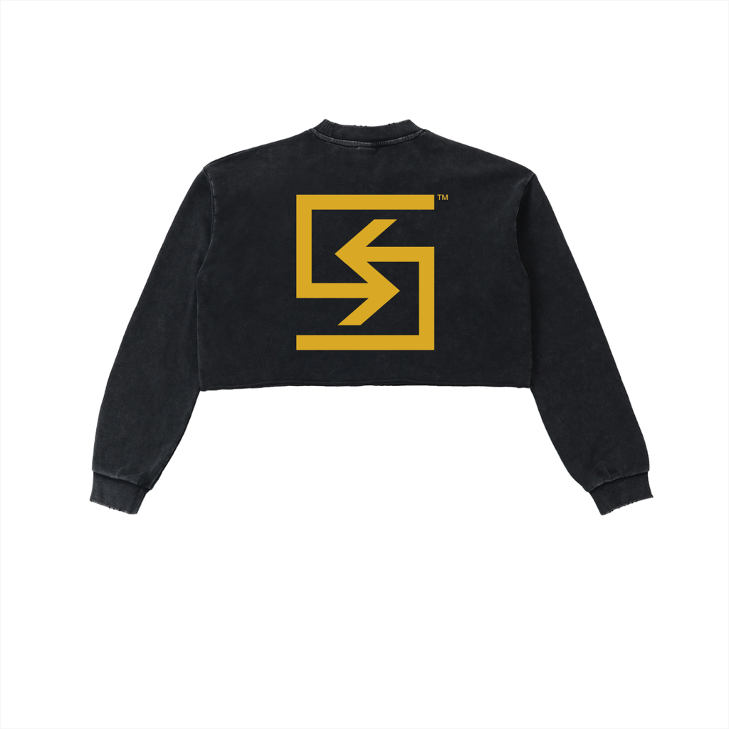 "LOGO" Washed Cropped Sweatshirt (YELLOW)