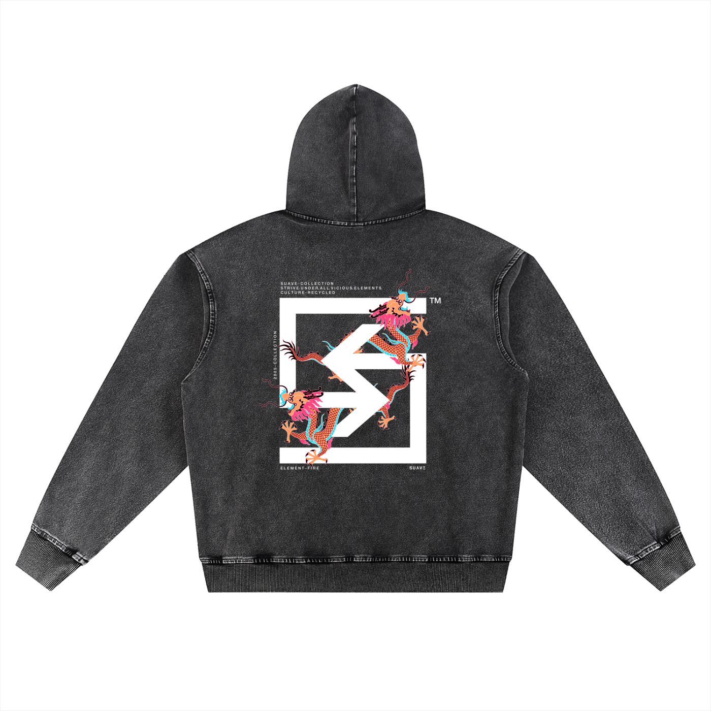 "TWIN-DRAGONS" Washed Oversized Hoodie