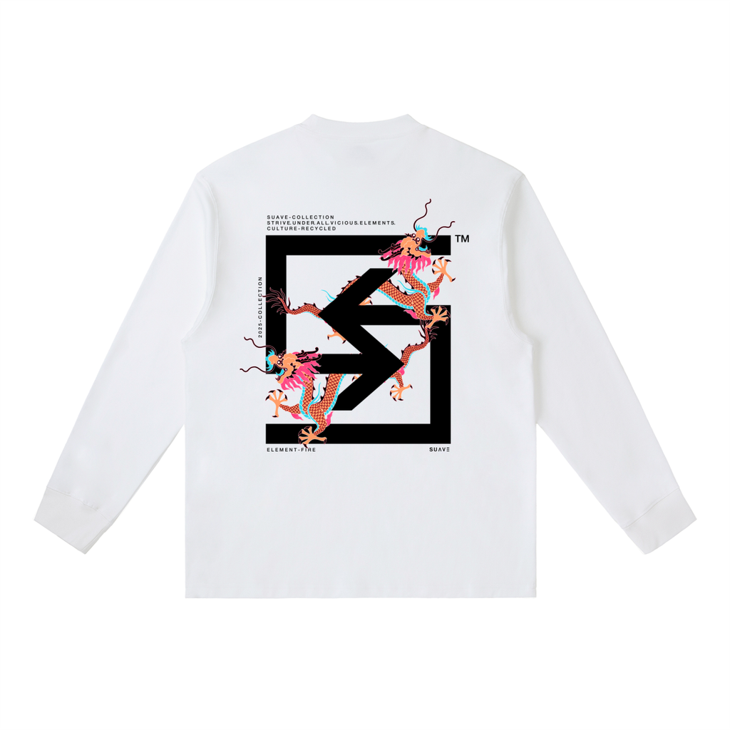 "TWIN-DRAGONS" Long-Sleeve T-Shirt (WHITE)