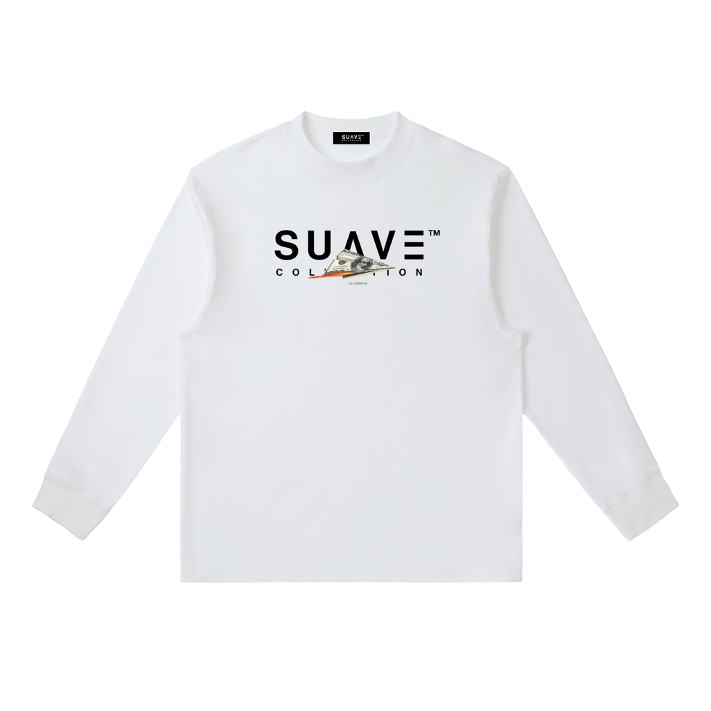 "MONEY-PLANE" Long-Sleeve T-Shirt (WHITE)