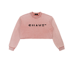 "LOGO" Washed Cropped Sweatshirt (PINK)