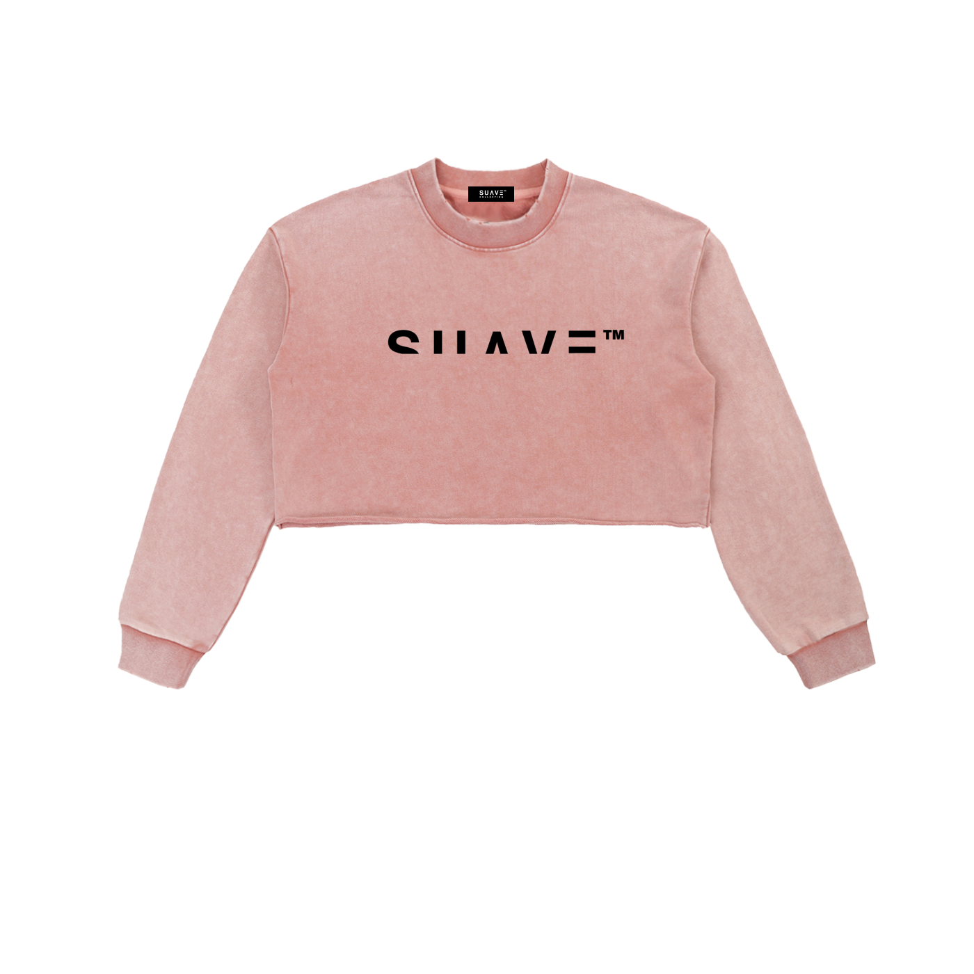 "LOGO" Washed Cropped Sweatshirt (PINK)