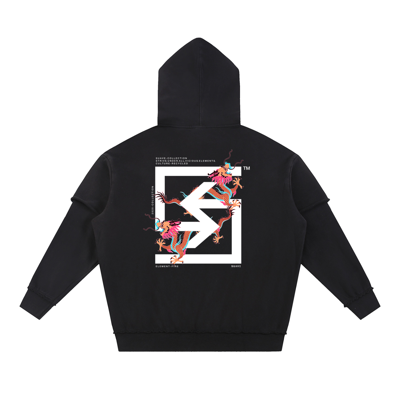 Snow Washed Raw Edge Double Layered Hoodie