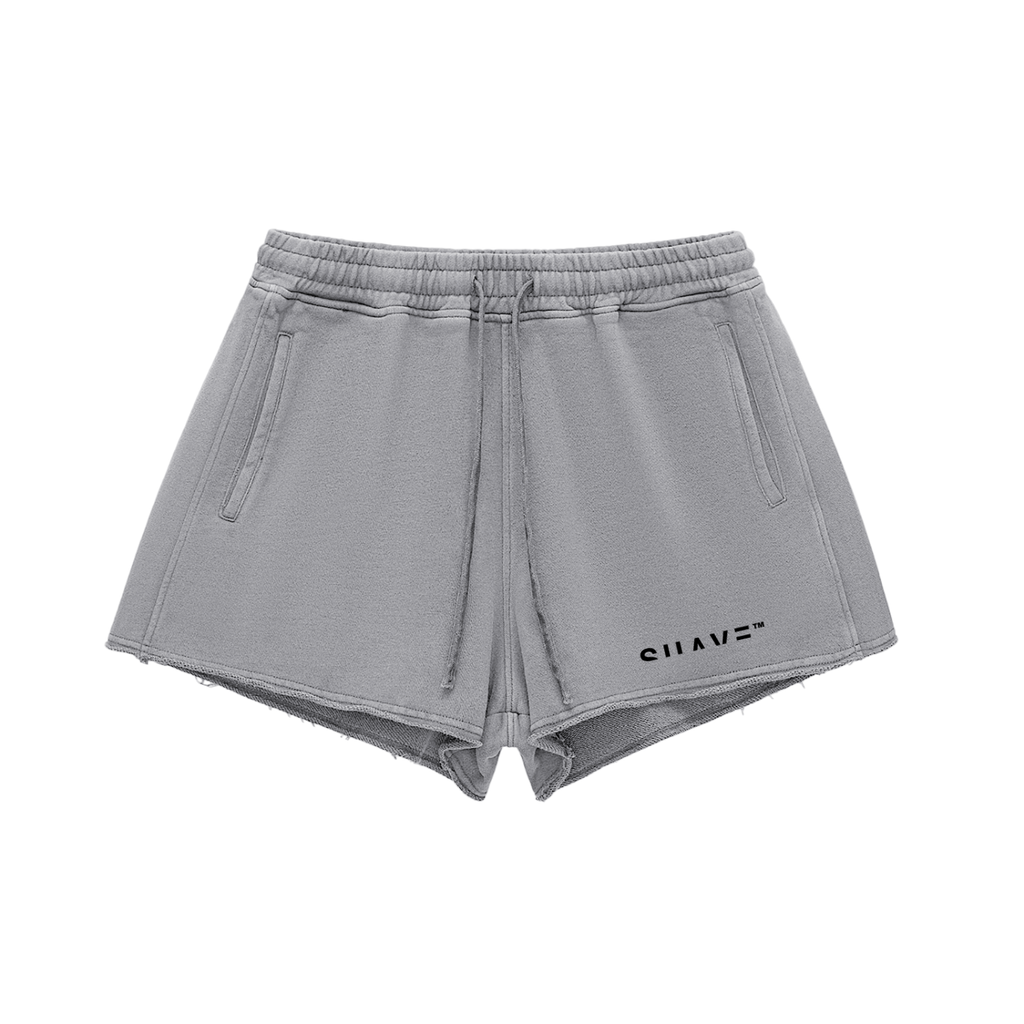 SUAVE-CO™ Washed Raw Edge Drawstring Shorts (GREY)