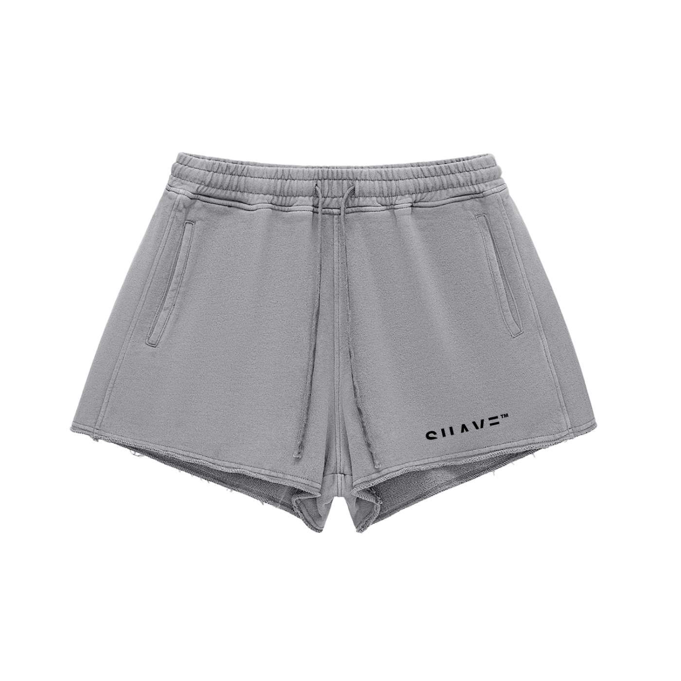 SUAVE-CO™ Washed Raw Edge Drawstring Shorts (GREY)