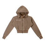 SUAVE-CO™ Vintage Washed Cropped Hoodie (Coffee)