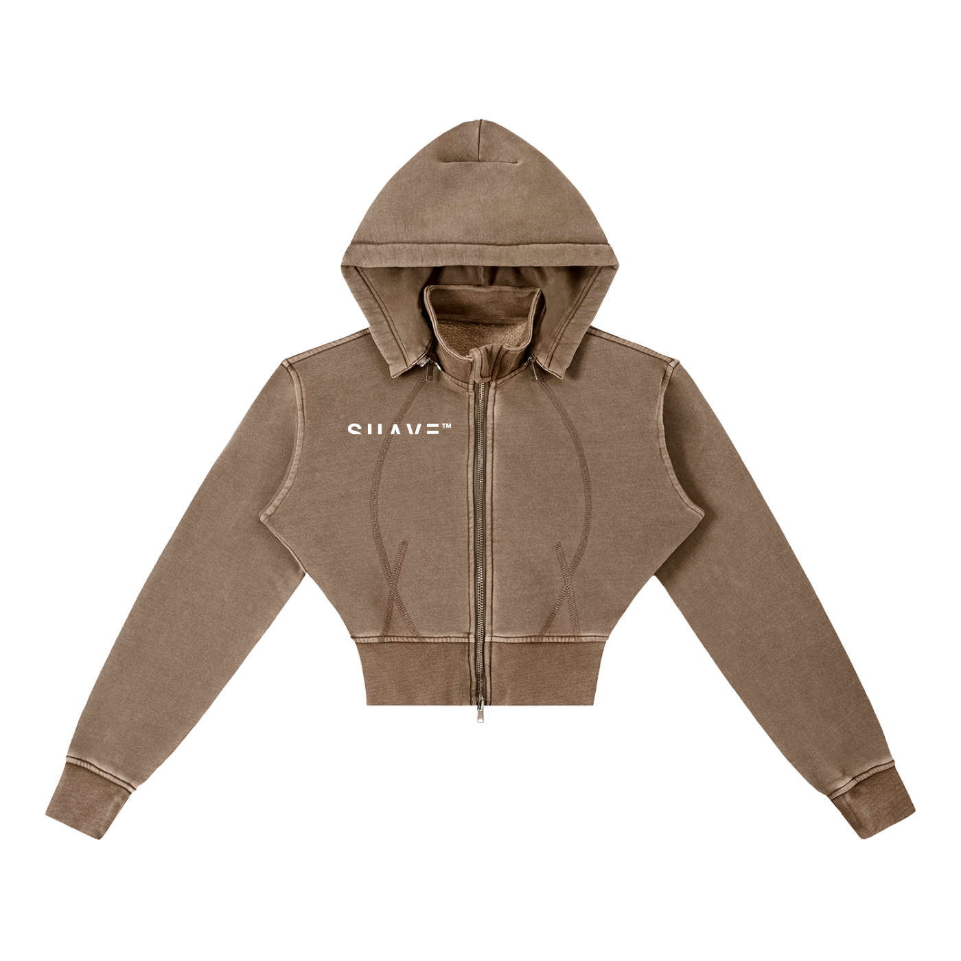 SUAVE-CO™ Vintage Washed Cropped Hoodie (Coffee)