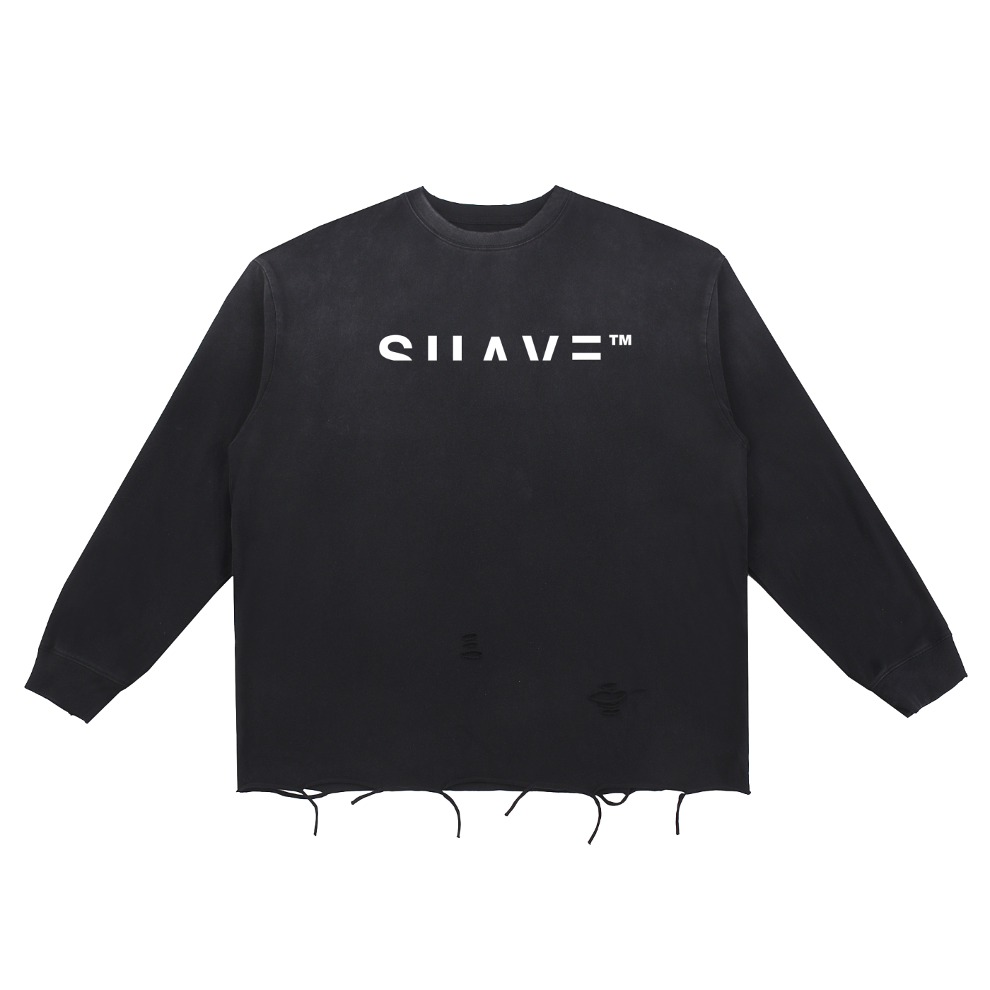 SUAVE-CO™ "LOGO" Wash Raw Edge Long-Sleeve T-Shirt