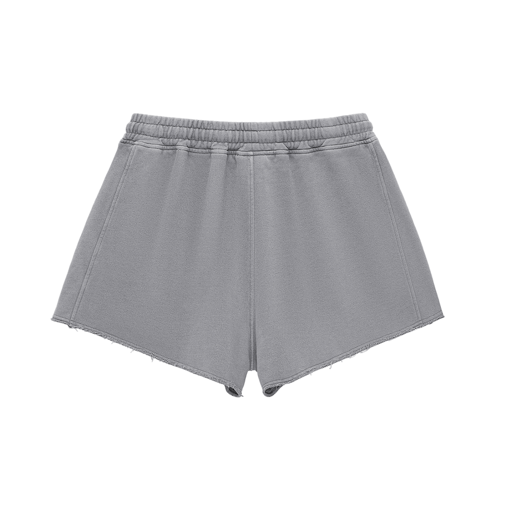 SUAVE-CO™ Washed Raw Edge Drawstring Shorts (GREY)