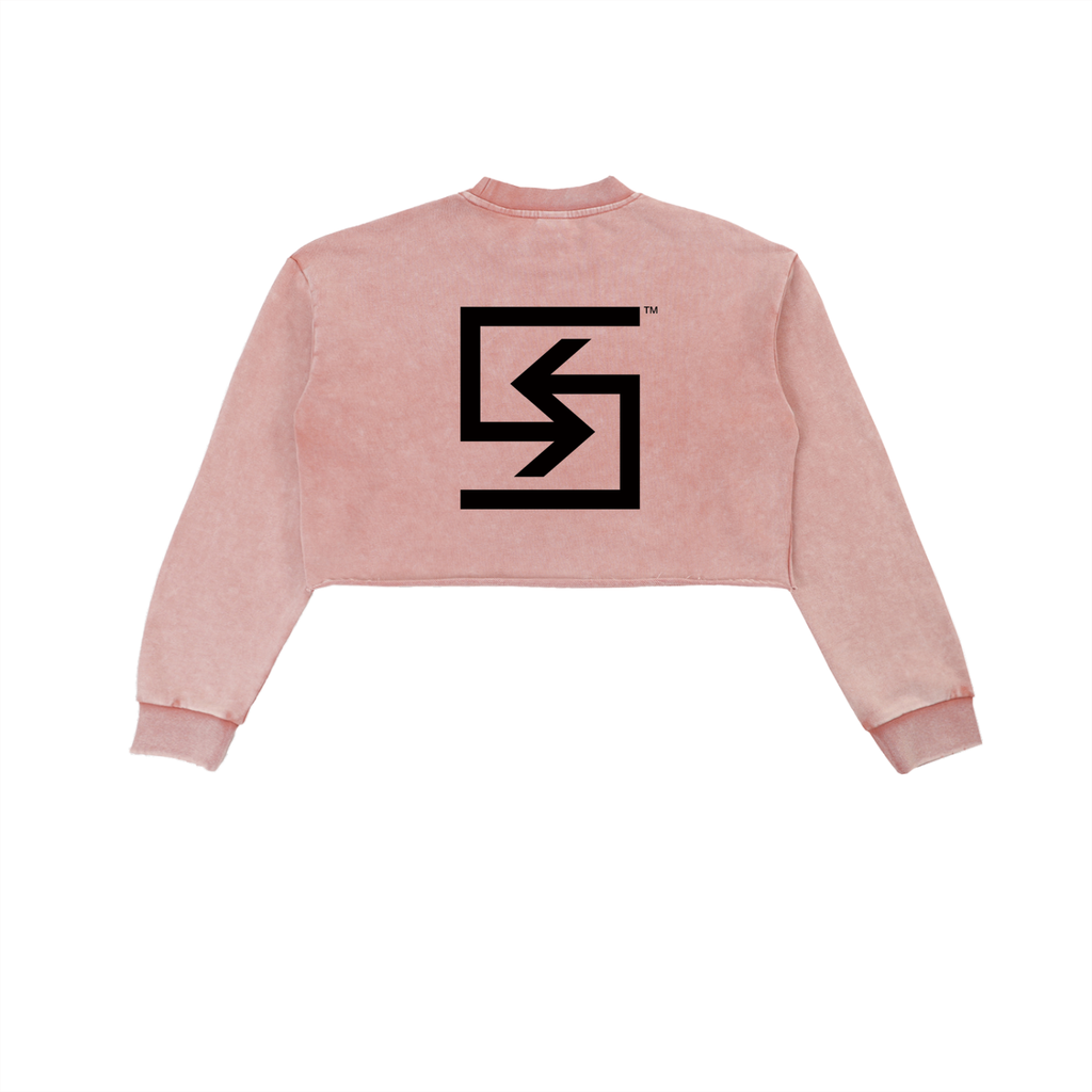 "LOGO" Washed Cropped Sweatshirt (PINK)