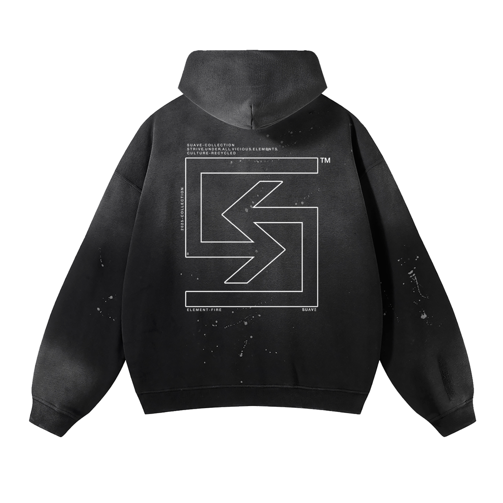 SUAVE-CO™ "OUTLINE" Vintage Washed Frayed Hoodie