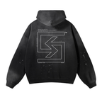 SUAVE-CO™ "OUTLINE" Vintage Washed Frayed Hoodie