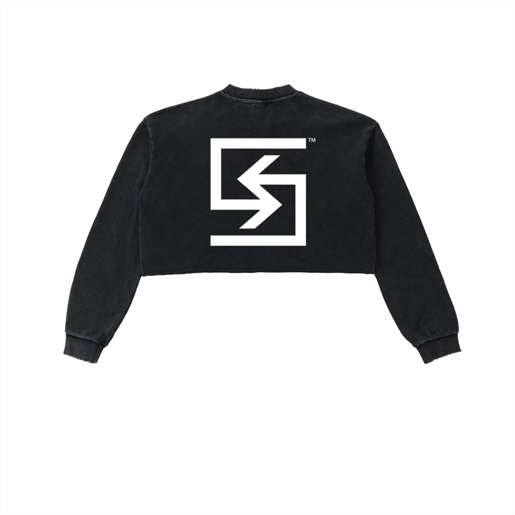 "LOGO" Washed Cropped Sweatshirt