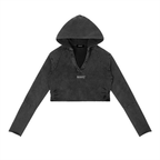 "BRAND" Vintage Washed Raw Edge Hoodie (BLACK)