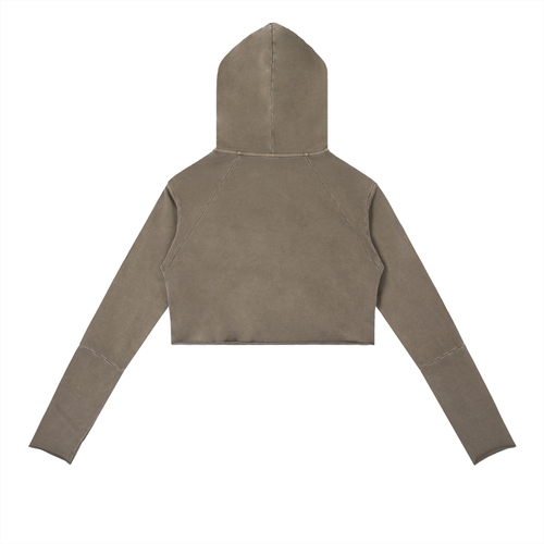 "BRAND" Vintage Washed Raw Edge Hoodie (COFFEE)