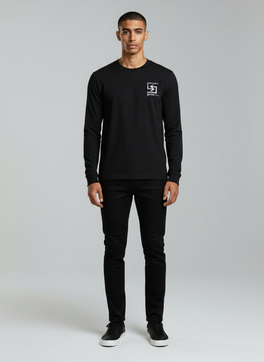 SUAVE-CO™ "CHROME" Long-Sleeve T-Shirt (BLACK)