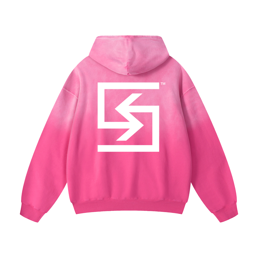 "LOGO" Sunfade Oversized Hoodie (PINK)