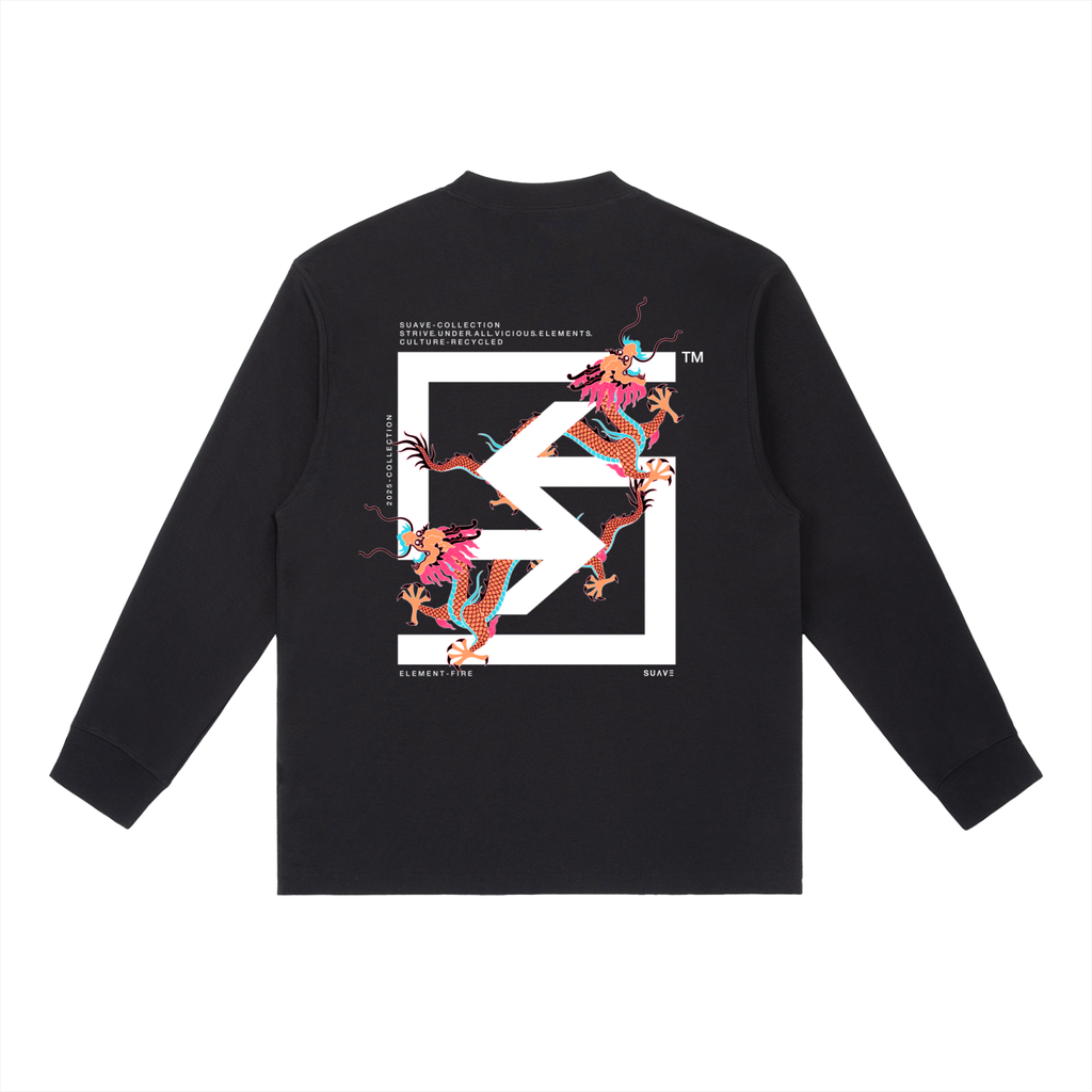 "TWIN-DRAGONS" Long-Sleeve T-Shirt (BLACK)