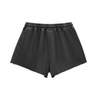 SUAVE-CO™ Washed Raw Edge Drawstring Shorts (BLACK)