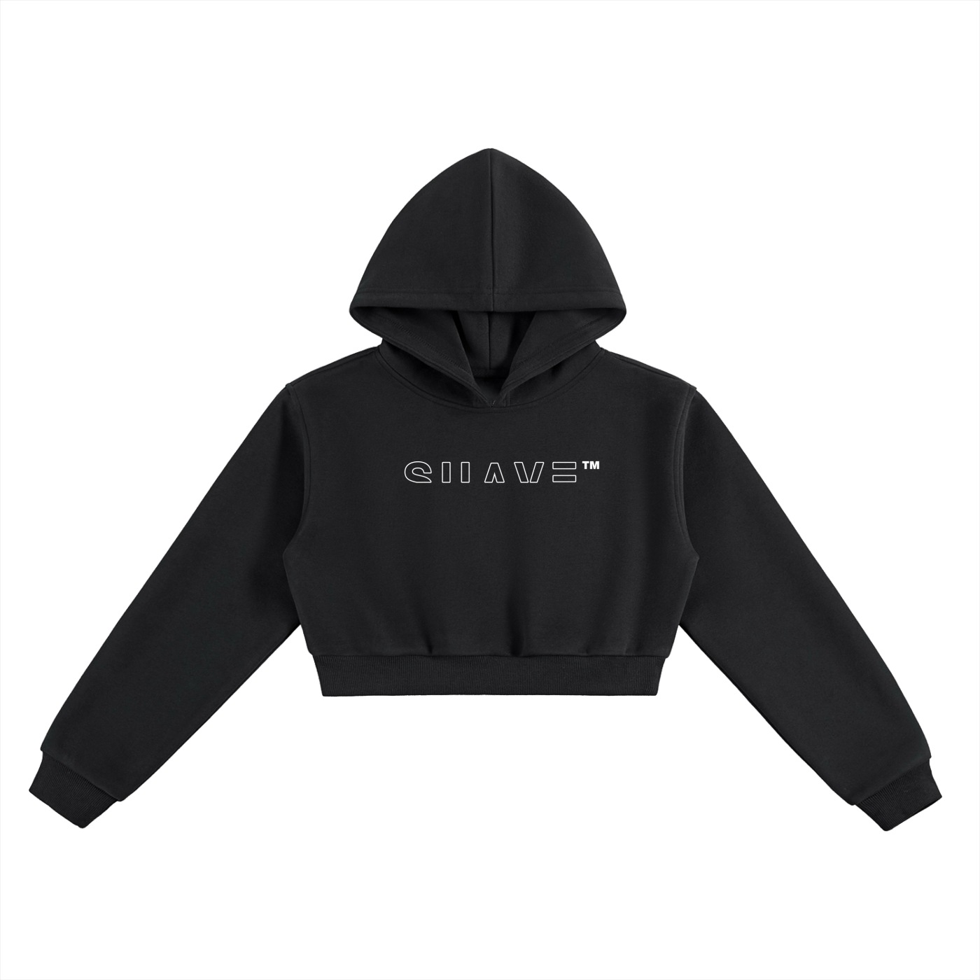 SUAVE-CO™ "OUTLINE" Cropped Hoodie (BLACK)