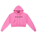 "LOGO" Snow Washed Cropped Hoodie (PINK)
