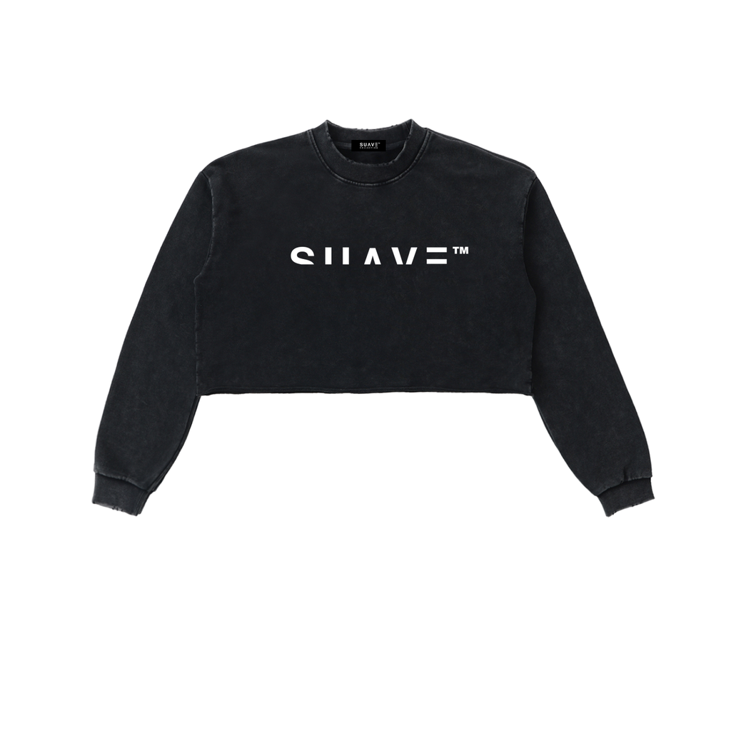 "LOGO" Washed Cropped Sweatshirt