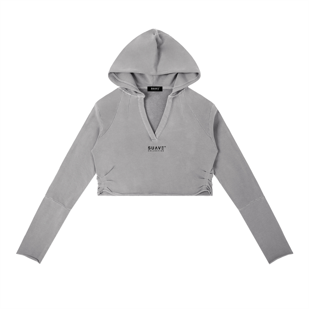 "BRAND" Vintage Washed Raw Edge Hoodie (GREY)