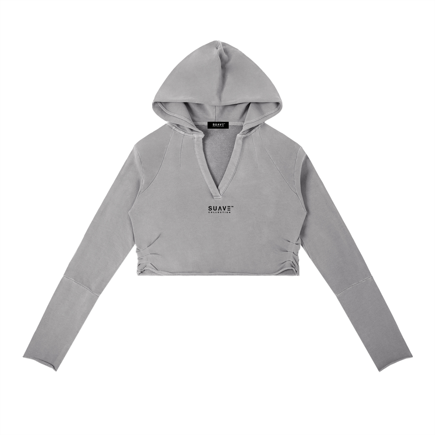 "BRAND" Vintage Washed Raw Edge Hoodie (GREY)