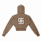 SUAVE-CO™ Vintage Washed Cropped Hoodie (Coffee)