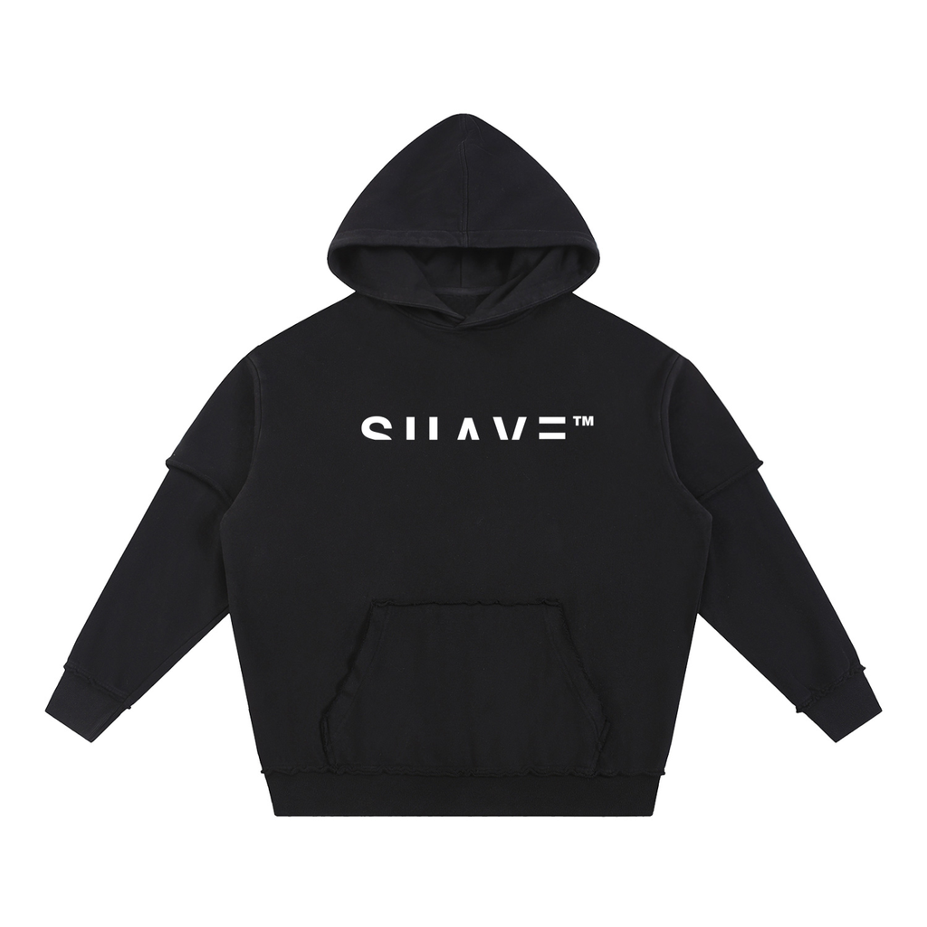 Snow Washed Raw Edge Double Layered Hoodie